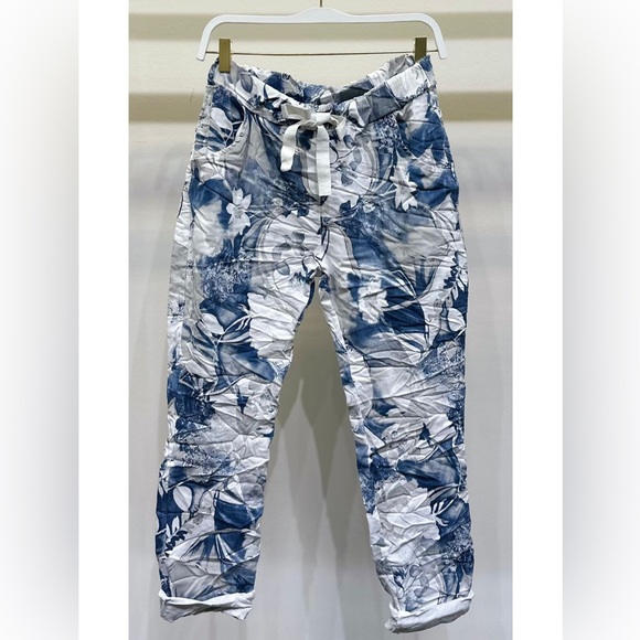 Venti 6 FLORAL PRINT DRAWSTRING CRINKLE JOGGERS